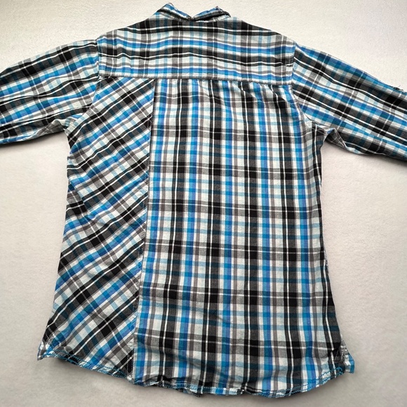 Burnside Men Medium Long Sleeve Button Down Plaid Flannel Shirt - Picture 13 of 14